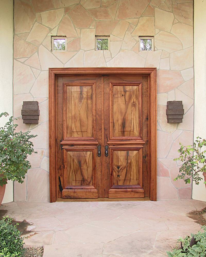 Mesquite double doors with molding