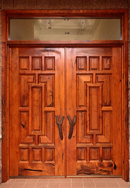 Mesquite double doors in a traditional Mexican design