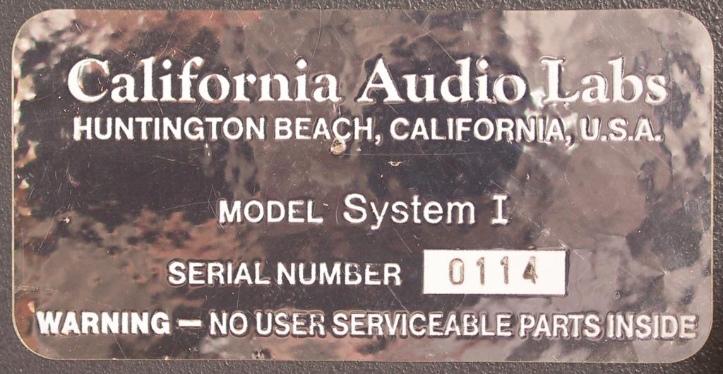 California Audio Labs System 1 - ID tag