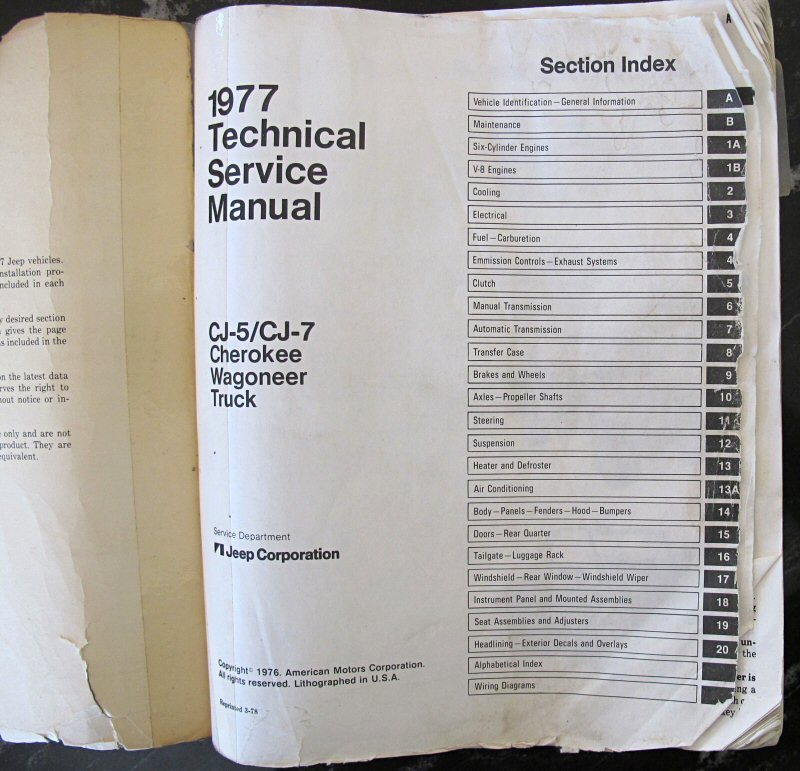 Technical Service Manual 1977 Jeep Wagoneer