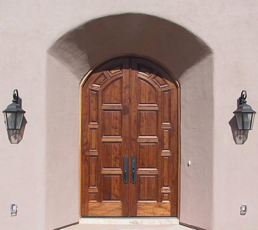 10' high walnut double doors