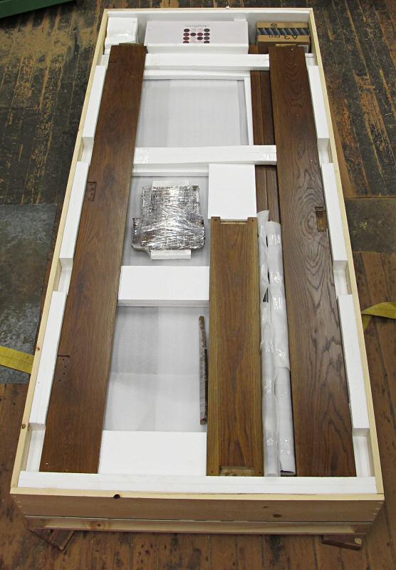 white oak door packed in shipping crate
