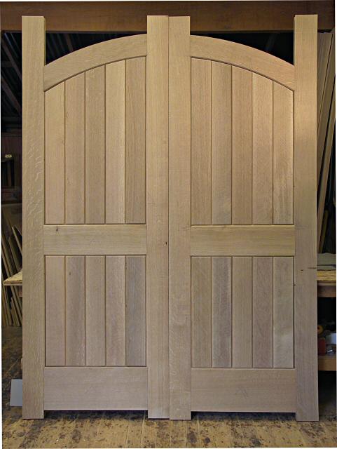 Exterior of white oak double doors