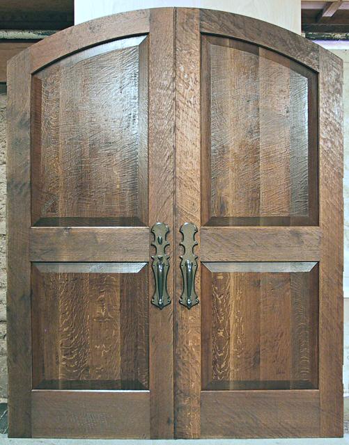 hand planed oak door, interior view