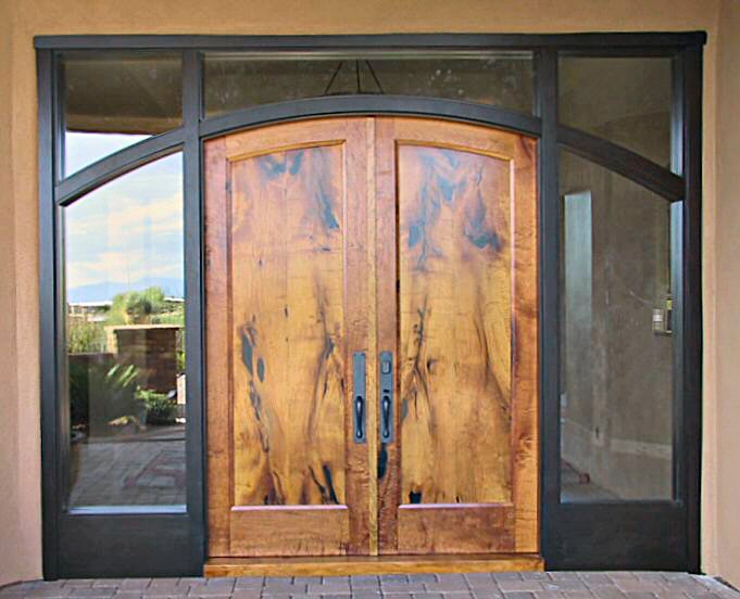 Mesquite double doors in ebony jamb